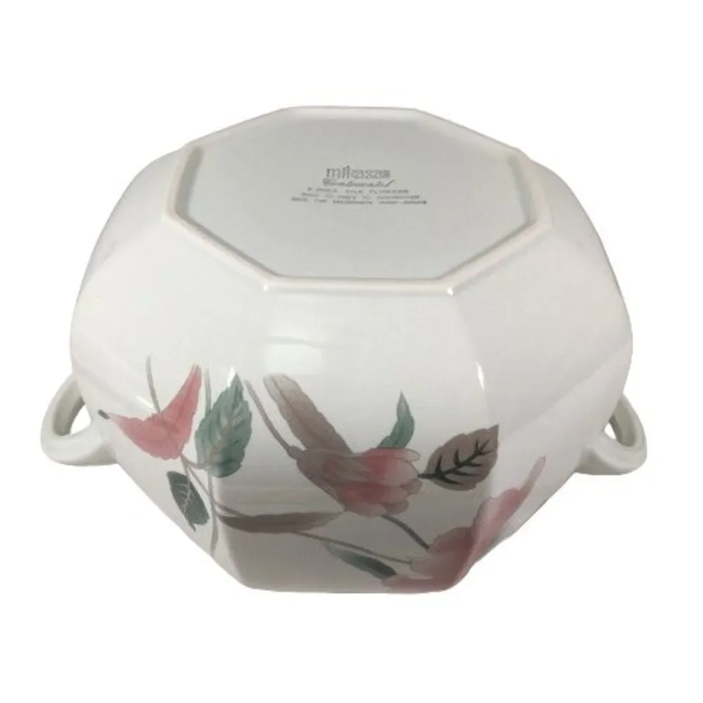 Vintage Mikasa Continental SILK FLOWERS Tureen with Lid F3003 No Ladle Art Deco